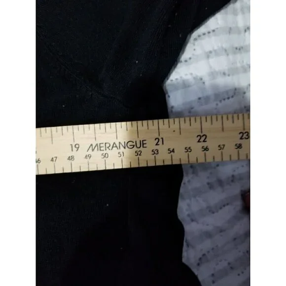 Adrianna Papell Black Sweater Sheer Pleated Back Size L - Picture 8 of 8